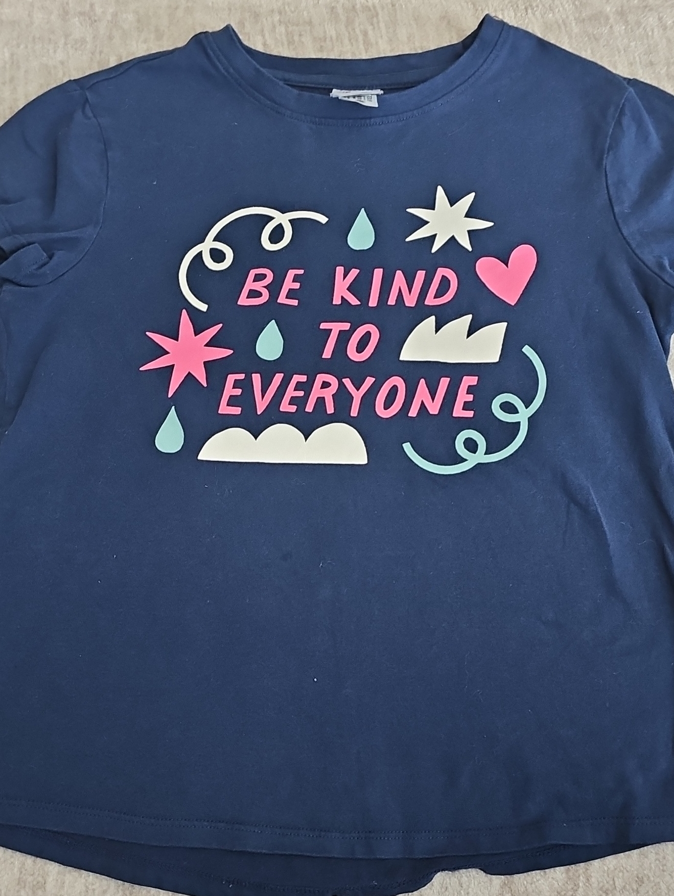 Hanna Andersson Navy Tee With Pink Blue Graphic